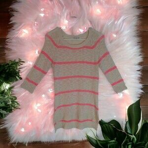 Pink Rose Cream and Pink Striped Lightweight Sweater